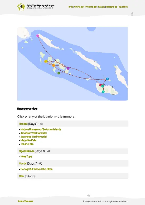 example page 4 from our offline Travel Guide for Solomon Islands
